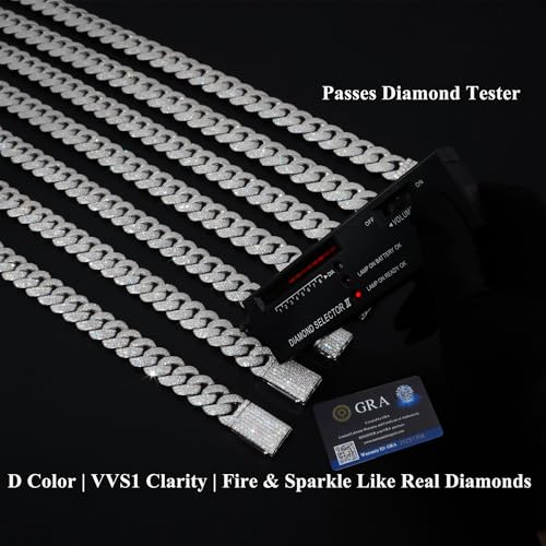 18-22MM Moissanite Cuban Link Chain for Men-925 Sterling Silver Miami Cuban Necklace,Luxury Iced Out Bling Cuban Link Chain for Women, Lab Created Diamond Necklace for Rapper Hip Hop Jewelry2