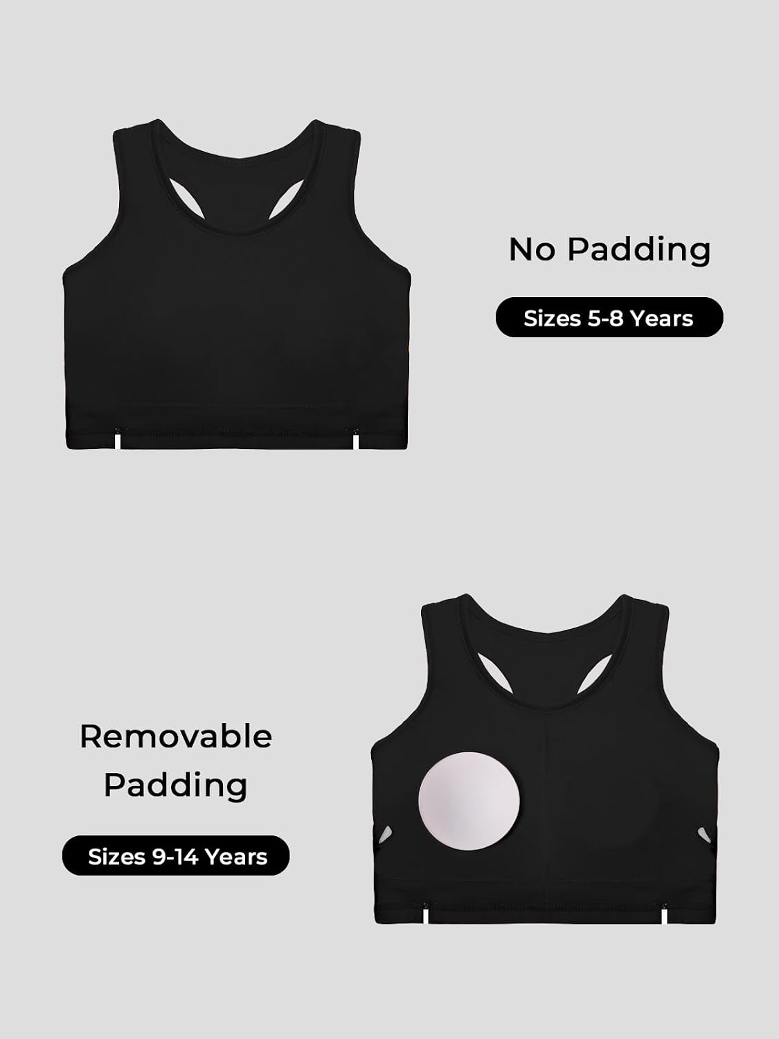 Haloumoning Girls Sports Bra Athletic Racerback Scoop Neck Training Bras