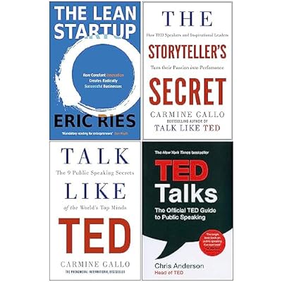 The Lean Startup, The Storyteller's Secret, Talk Like TED, TED Talks 4 Books Collection Set