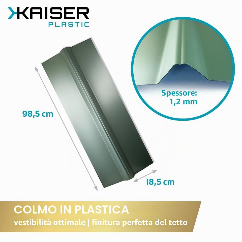 KAISER plastic 5 lastre per tetto in plastica ondulate, piastre per tetto, resistenti alle intemperie, coperture, trapezio e seno, 76/18, 37 x 98,5 cm, colore: verde
