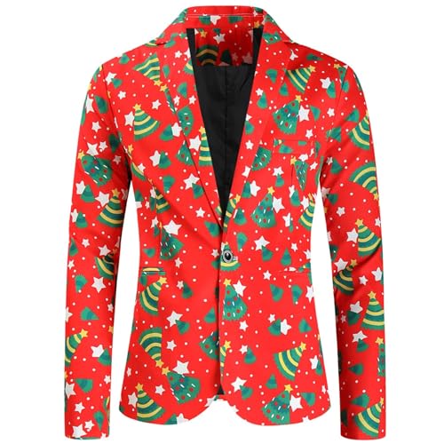 Costume de Noël homme ensemble décontracté veste rouge imprimée taille M