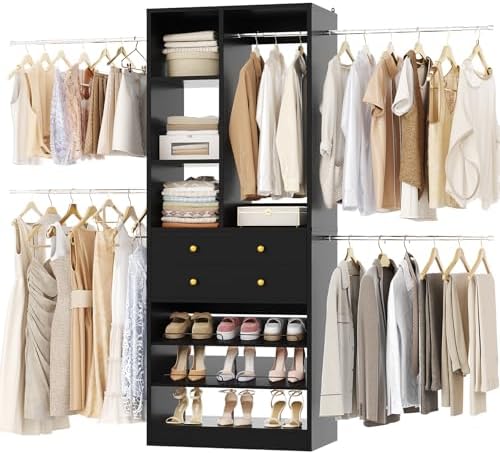 Amazon.com: Besiost Closet System, 4.2–8.8 FT Closet Organizer with 2 ...