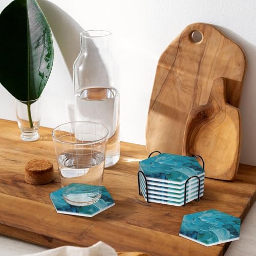 Tapis de tasse hexagonal bleu pour sublimer vos apéritifs modernes - 8