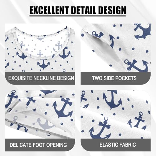 ALAZA Nautical Anchor Polka Dots Pajama Set Short Sleeve Sleepwear Soft Lounge Nightwear4