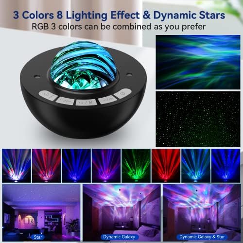 Galaxy Projector Light, 8 Lighting Effects Star Projector, Night Light Projector for Bedroom, Sky Light Projector with Bluetooth Speaker, White Noise & Timer, Home Theater Game Room Decor Best Gift