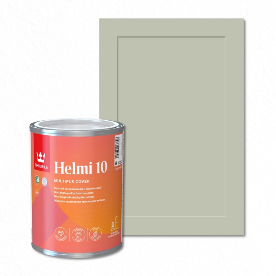 TIKKURILA Helmi 10 Matt Paint for Kitchen Cupboards, Furniture & MDF | Durable Interior Wood Finish - 0.25L Flannel J466
