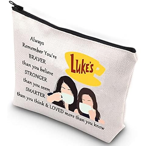 WZMPA Girls Luke's Diner TV Show Cosmetic Bag Lorelai and Rory Fans Gift You Are Braver Stronger Smarter Than You Think Luke's Diner Makeup Zipper Pouch Bag For Women Girls, Always Gil -More, Fit Cover