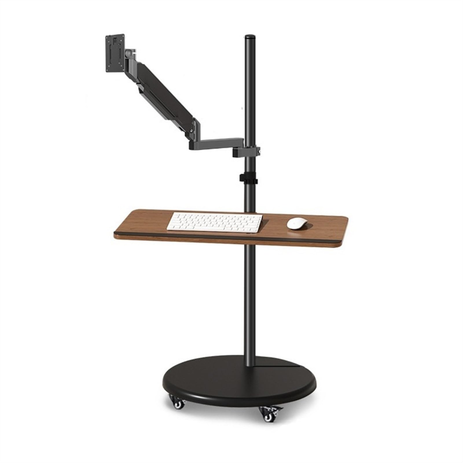 SaryEdge Display bracket arm Floor Standing Single Monitor Mount, Movable Monitor Stand with Keyboard Tray and Wheels, 14"-43" Adjustable Gas Spring Monitor Ar,14"-32"