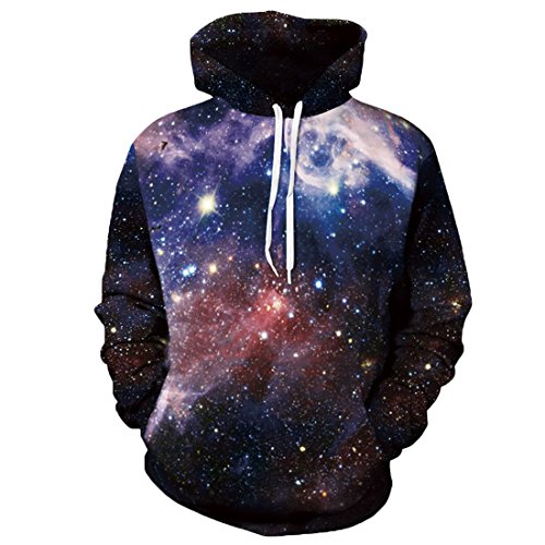 Comeon Sudaderas con capucha de la galaxia de Los hombres HD colorido 3D imprimieron el suéter Unisex de la manga de Harajuku encapuchada (Galaxy Blue, XXL/XXXL)