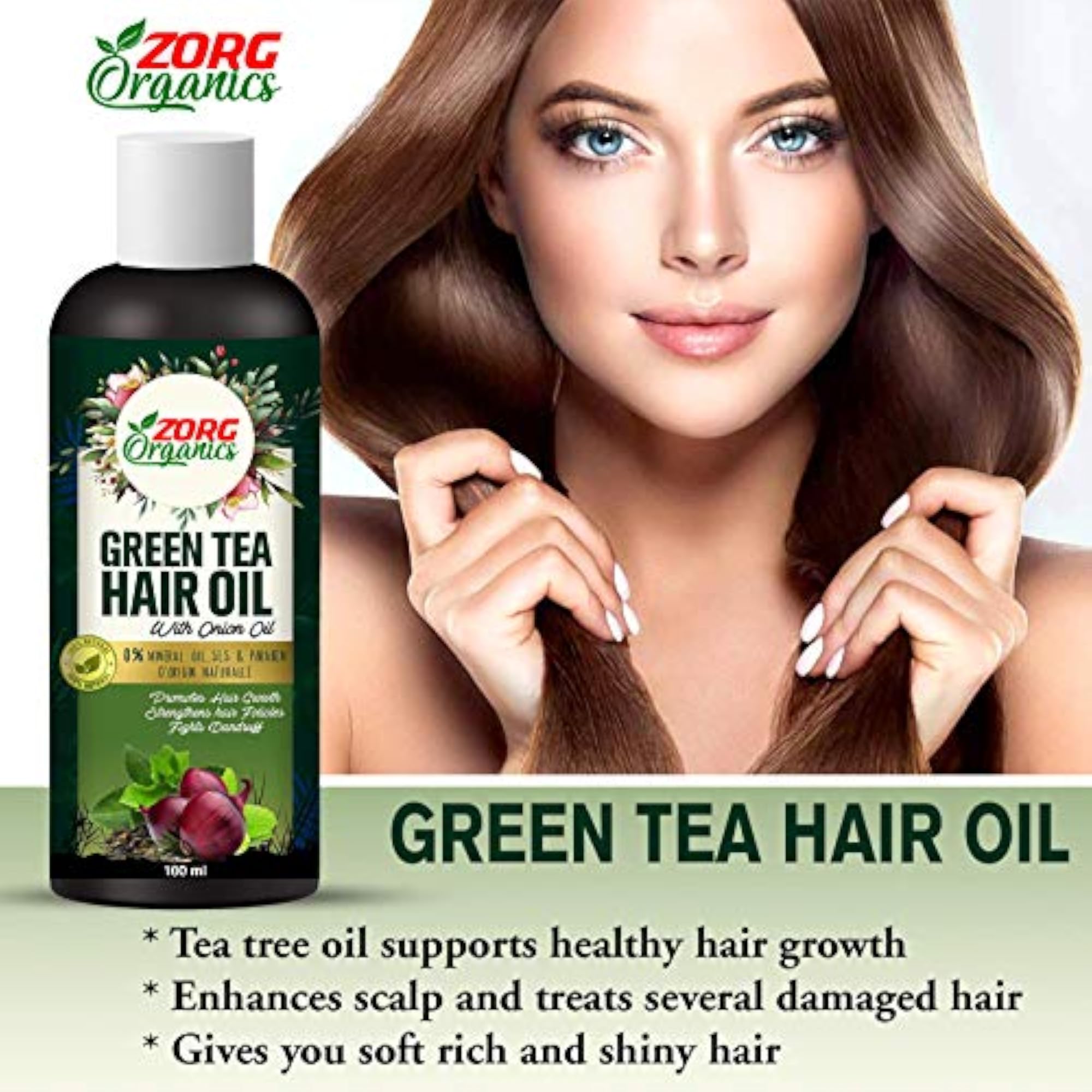 ZORC Green Tea Hair Oil with Onion Oil, 100ml