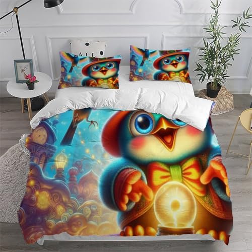 Housse de couette oiseau en microfibre douce et infroissable super king