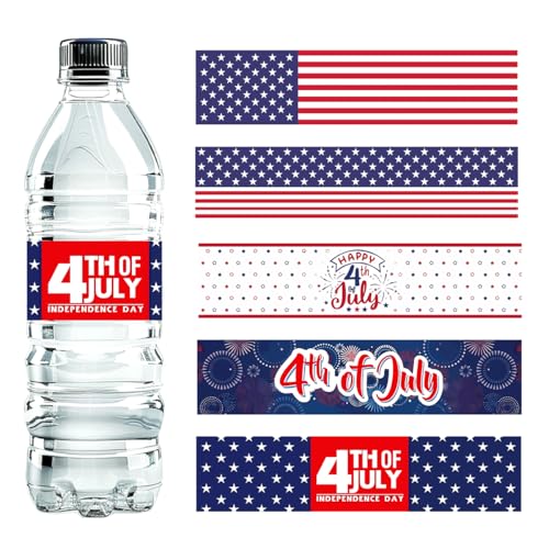 Patriotic 4th of July Independence Day Water Bottle Labels Sticker America Memorial Day Banquets Dinners Party Kitchen Dining Table Decorations - 100pcs
