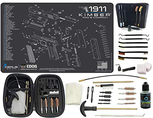 EDOG Kimber 1911 PRO & Compact (Exploded View) Pistol Cleaning Mat & Range Warrior Handgun Cleaning Kit & E.D.O.G. Tac Pak Cleaning Essentials