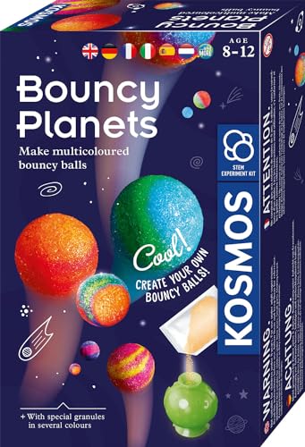 Kosmos 617172 Planetas Flummi, INT, Coridos peludos para fazer você mesmo, mistura de cores frescas, conjunto de experiências para crianças a partir de 8 anos, experiência de tração, atividade para