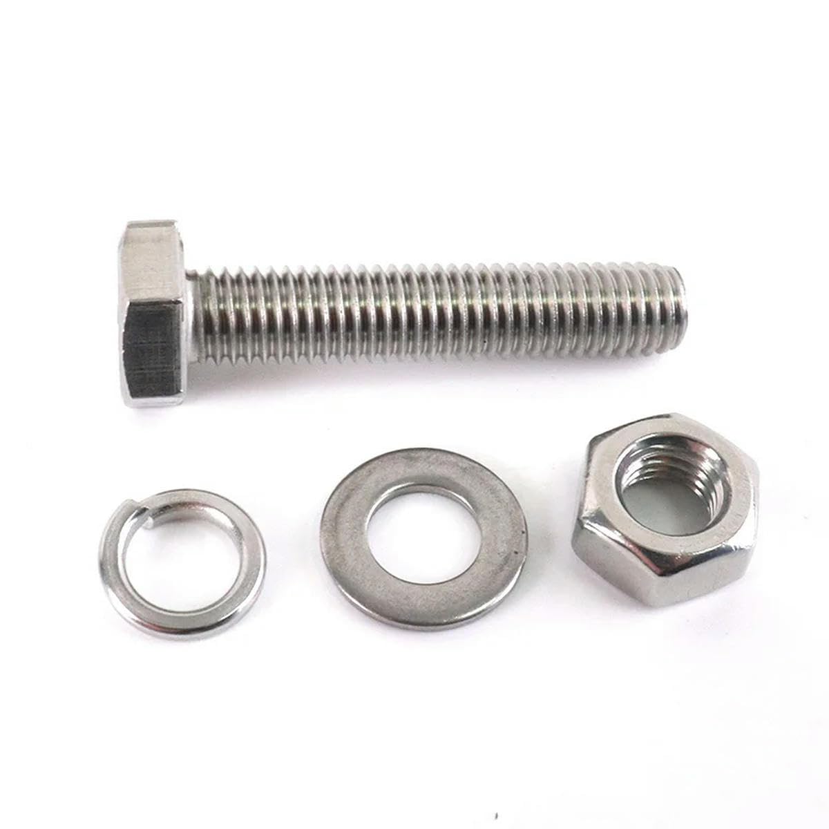 20-1 pièces 304 vis à tête hexagonale en Acier Inoxydable écrous rondelles Plates rondelles de Blocage Kit Hexagonal Ensemble M3 M4 M5 M6 M8 M10 M12 M14 M16-M4 (20 Jeux) -90mm