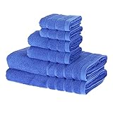 PROMIC 100% Quality Cotton Bath Towel Set, 6 Piece Includes 2 Bath Towels, 2 Hand Towels, and 2 Washcloths – 500GSM, Highly Absorbent and Softness, Fade-Resistant, Blue