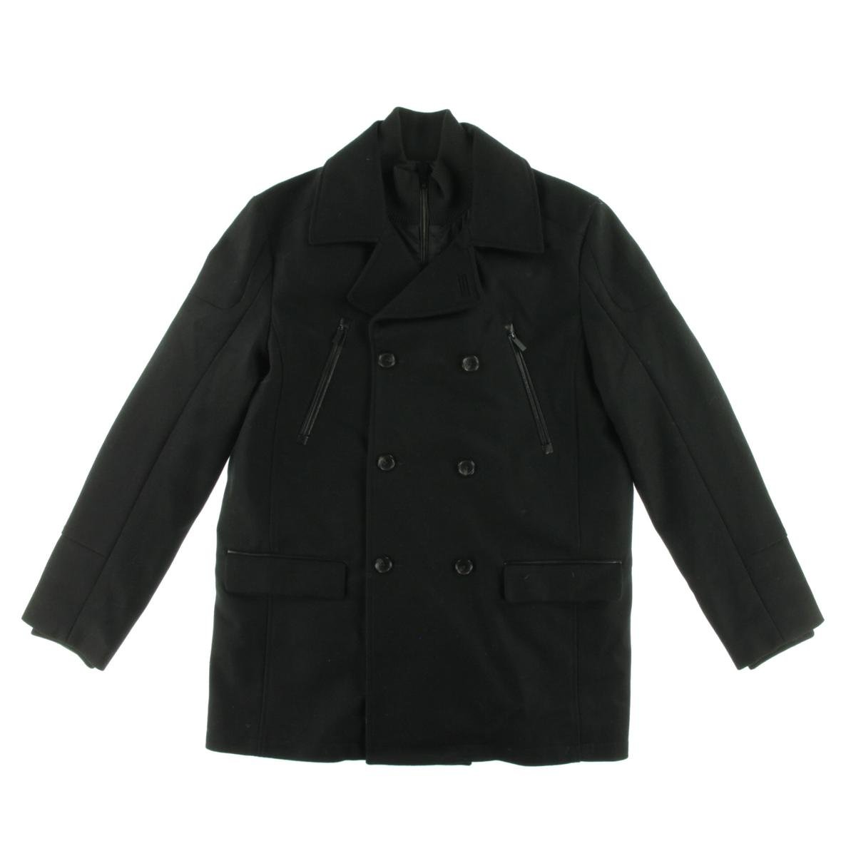 Calvin Klein Men's Wool Pea Coat with Zipper Detail