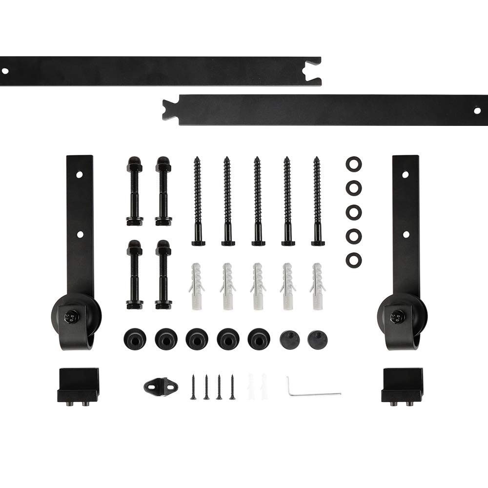 Set di Accessori per Porte Scorrevoli, Kit di ferramenta per Porta Scorrevole, Guida per Pavimento della Porta, Liscio, Silenzioso, Robusto (183 CM, Stile Classico)