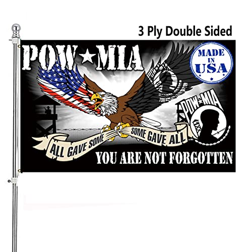 Pow Mia Eagle Flags 3X5 Outdoor Double Sided- Mia Pow Military Flags Heavy Duty You Are Not Forgotten Vietnam Prisoner Of War With Brass Grommets For Outdoor Memorial Day #TOP7