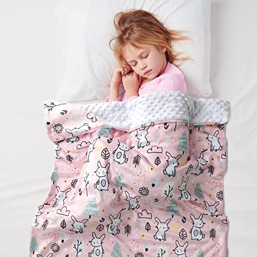 Lil Snuggers Soft Plush Hooded Baby Blankets For Girls With Double Layer Dotted Backing- Minky Pink Hooded Toddler Blanket For Nursery,Stroller,Crib- 31” X 40.5”(Rabbit) #TOP6