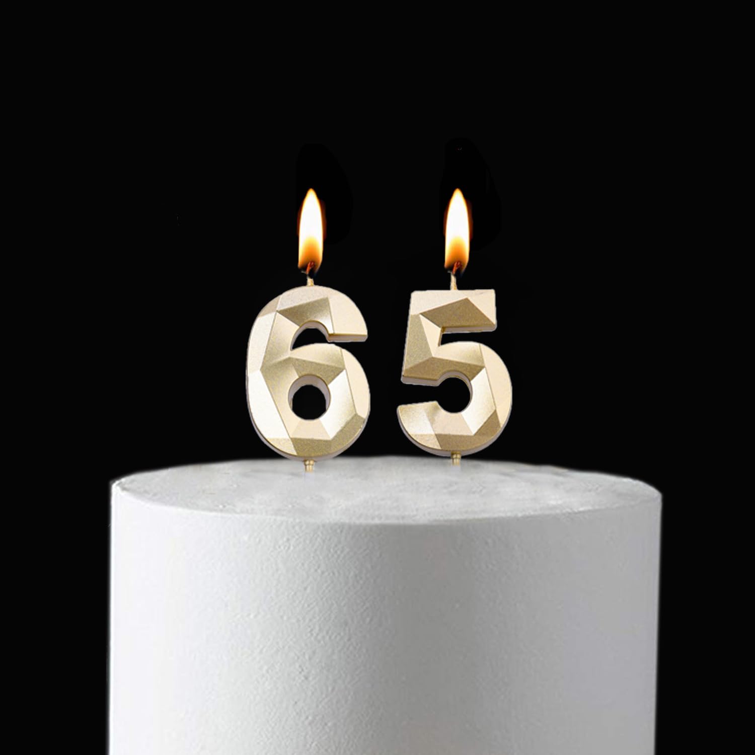 Velas doradas de cumpleaños 65 y 56 de 2 pulgadas, número de diamante 3D 65 y 56 para decoración de tartas para hombres y mujeres, decoración de fiesta temática
