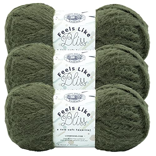 Image of Lion Brand Yarn Feels Like Bliss Bulky Yarn, Olive