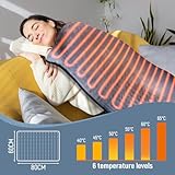 Heizkissen, 80 * 60 Cm Schnellheiztechnologie Elektrisches Wärmekissen mit Automatischer Abschaltung und 6 Temperaturstufen, Heizkissen für Rücken, Schulter, Bauch, Nacken, Maschinenwaschbar