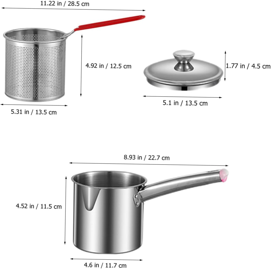 SOLUSTRE 304 Stainless Steel Multi-Functional Deep Fryer Pot Large Capacity Small Deep Fryer Lid for Home and Commercial Use for Cooking Fried Chicken and French Fries