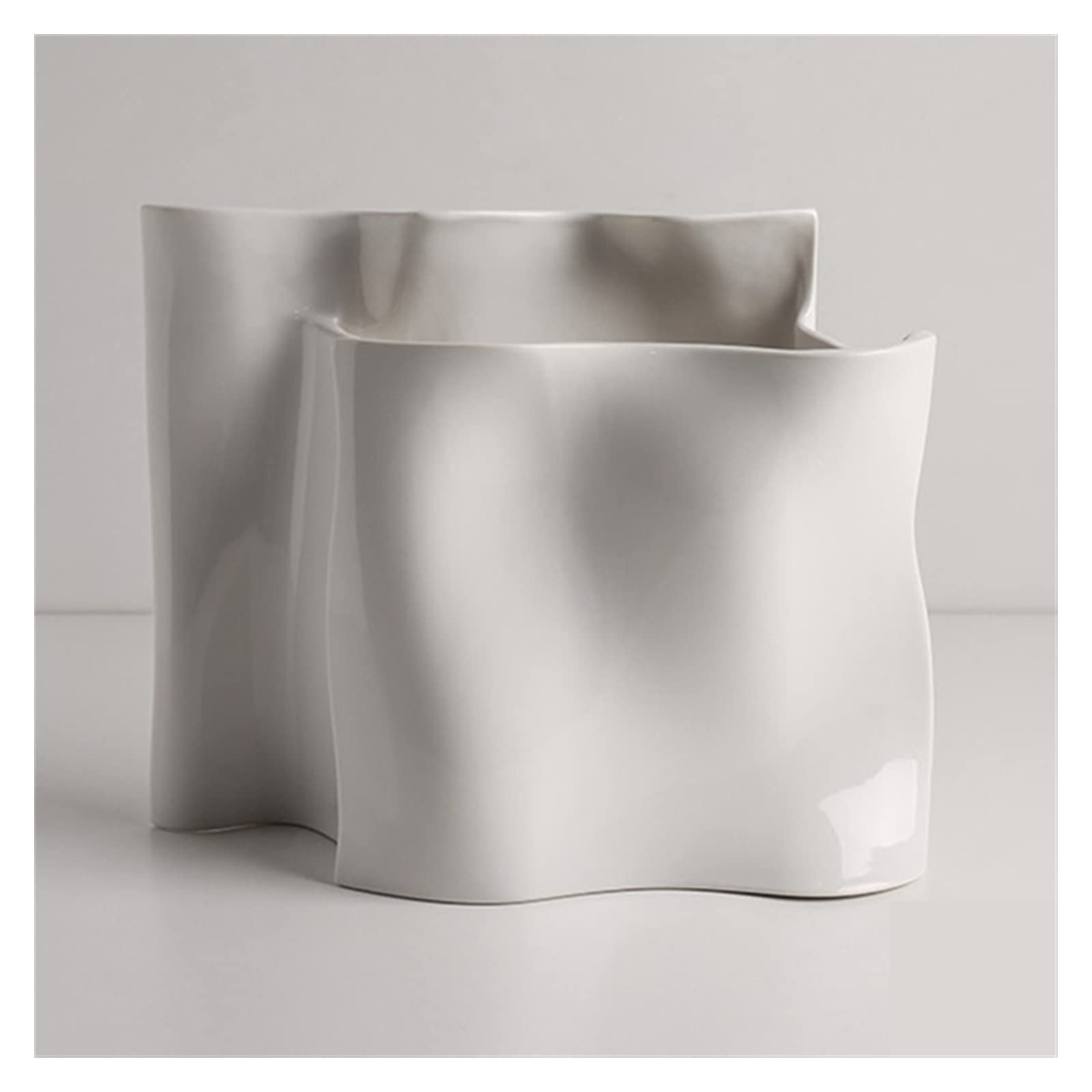 Bzgpmfud B Vase Desktop Flower Light Ceramic Silver Electroplating Room Living Decoration Hotel Flowerpot Accessories(B)