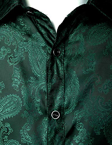 ZEROYAA Men's Paisley Jacquard Slim Fit Long Sleeve Button Up Dress Shirt for Party Prom4