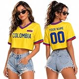 Colombia Soccer Crop Top Jersey Women Personalized Custom Name Number – Camiseta Fútbol Colombia Mujer 2026 Fan Shirt Yellow Blue Red
