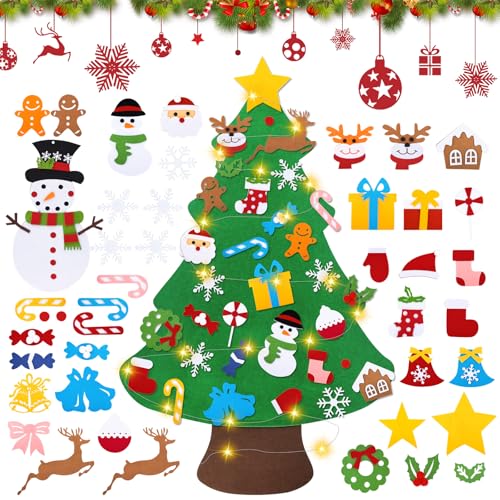 Set di Albero di Natale in Feltro per Bambini, 102 cm Albero...