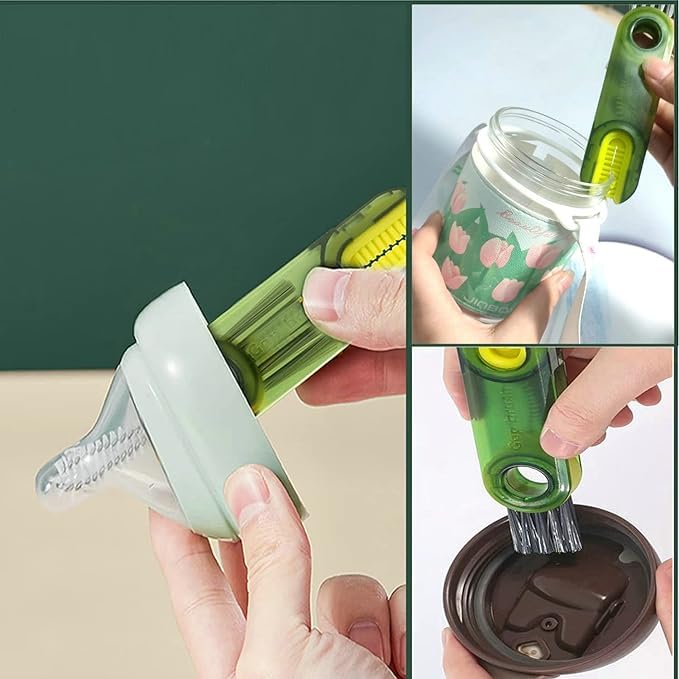 SARTHU 3 in 1Multifunctional Cleaning Brush,Tiny Bottle Cup Lid Detail Brush Straw Cleaner & Silicone Water Bottle Cleaning with Long Handle,Cleaner Hydro Flask,Vacuum Sports Bottle,Vase and Glassware 3