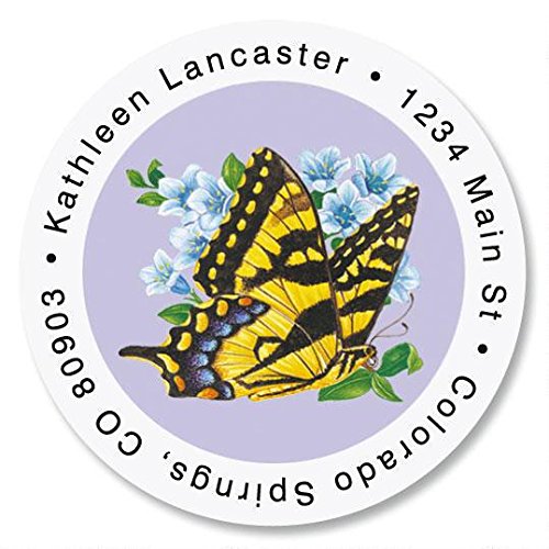 Brilliant Butterflies Self-Adhesive, Flat-Sheet Round Address Labels (6 Designs)