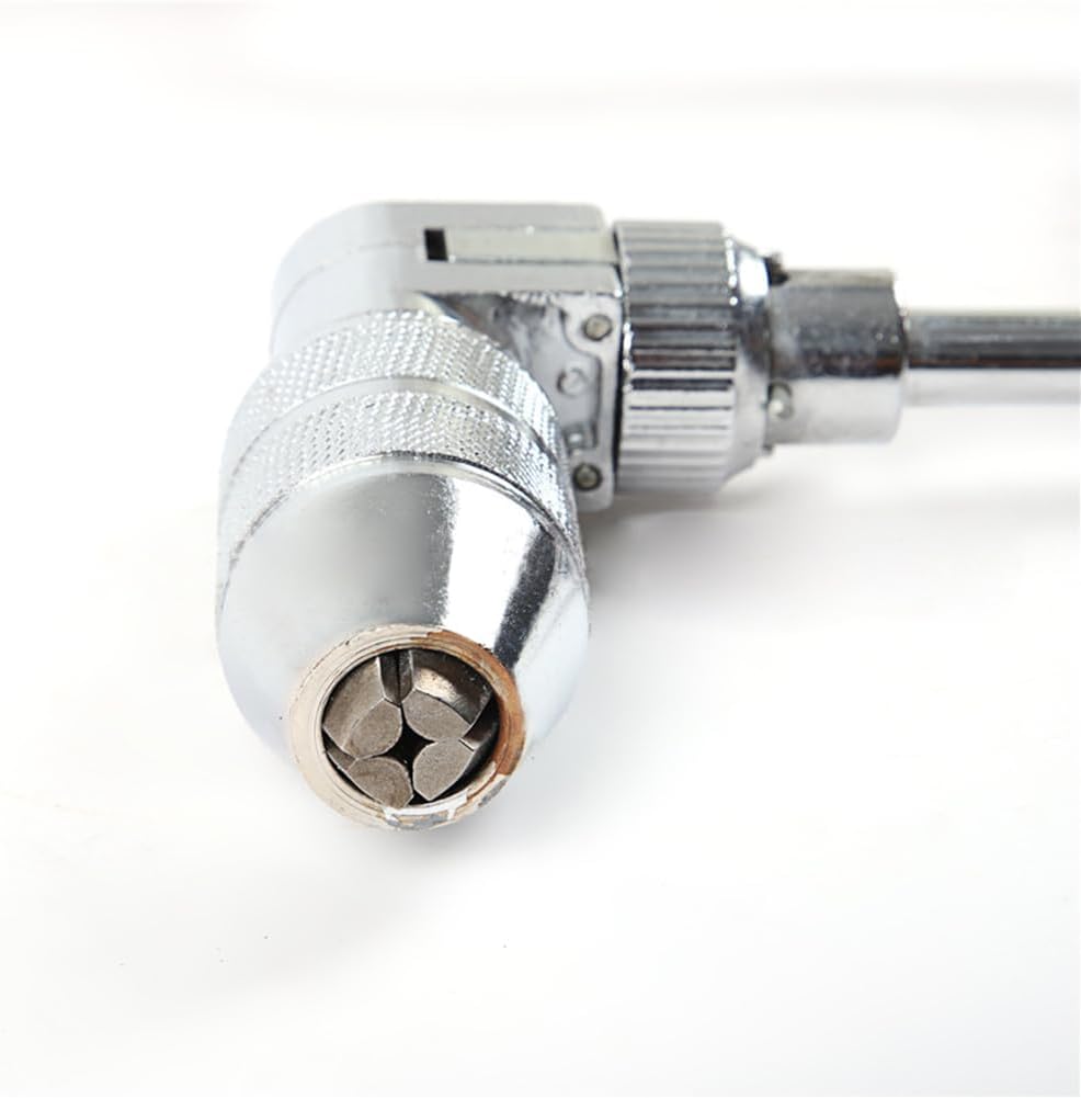 Swing Bit Brace with Auger Drill Bit, Hand Crank Drill with 4 Jaw Chuck And Handle, Carpenters Brace for Wood Plastic Acrylic, Red, 12in