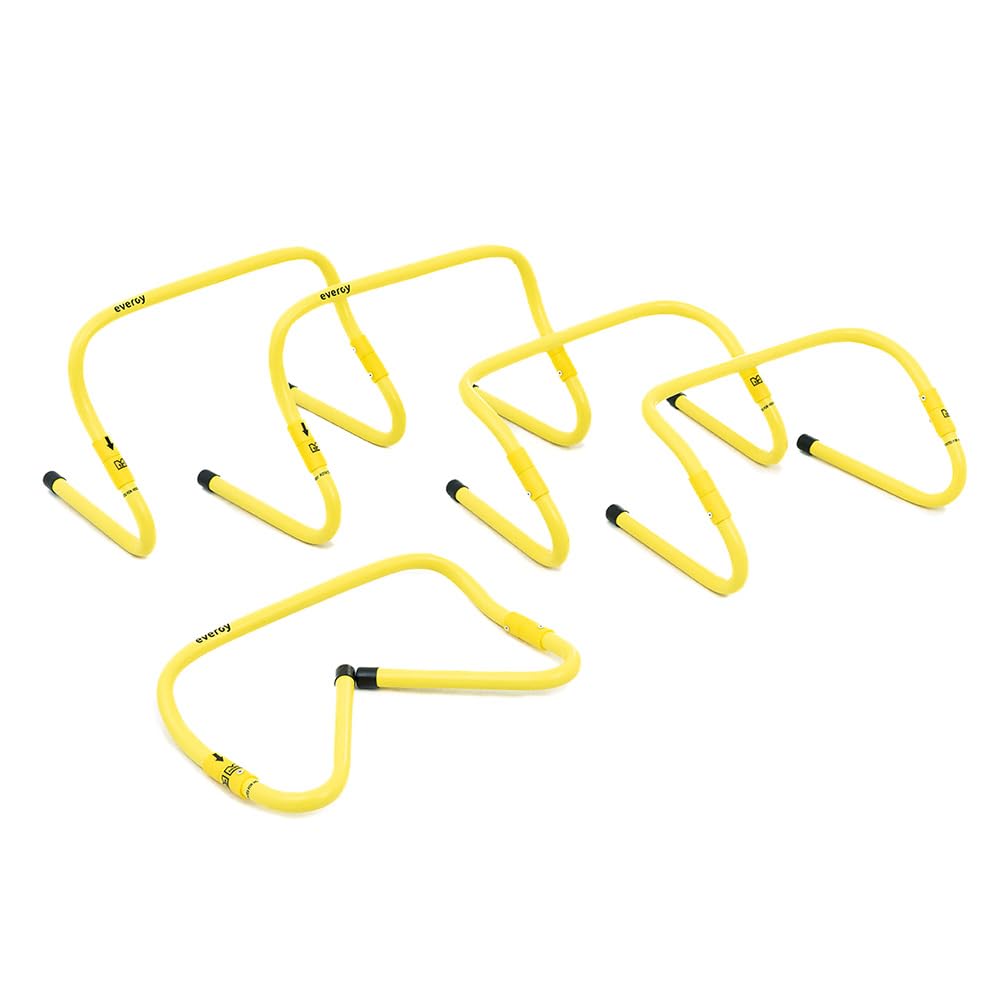 EVERGY Valla Ajustable (5 Unidades) Valla Agilidad. Kit Entrenamiento Futbol. Circuito de Agilidad Vallas de plástico. Vallas para Circuito de Entrenamiento Gimnasio en casa. Valla Crossfit