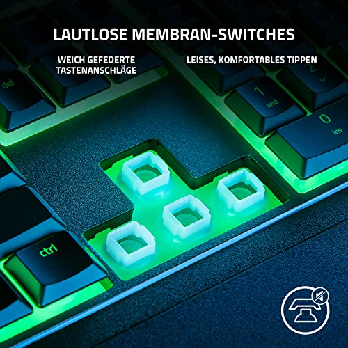 Razer Ornata V3 X - Flache Membran-Tastatur mit Chroma RGB (Lautlose Membran-Switches, Ergonomische Handballenauflage, Tastenkappen Anti-UV-Beschichtung) QWERTZ DE-Layout | Schwarz