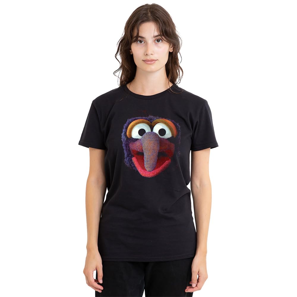 Disney Women's The Muppets Gonzo Face T-Shirt, Black | Size: Medium