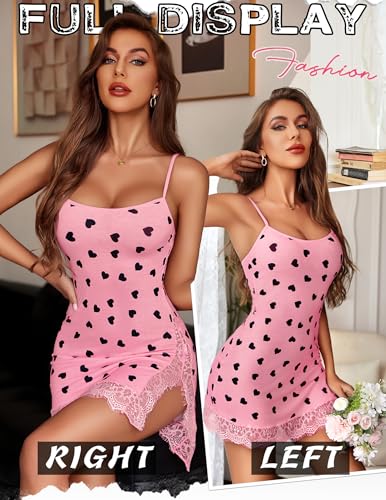 Image of Avidlove Lingerie for Women Sexy Chemise Nightgown Slip Sleepwear Lace Babydoll Soft Nightdress