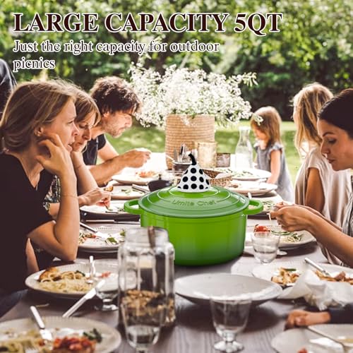 Image of Umite Chef 5QT Enameled Cast Iron Dutch Oven Pot with Lid, Heavy-Duty, Cookware for Bread Baking, Braising, Stews, Roasting, Wedding Registry Ideas & Gifts(Green)