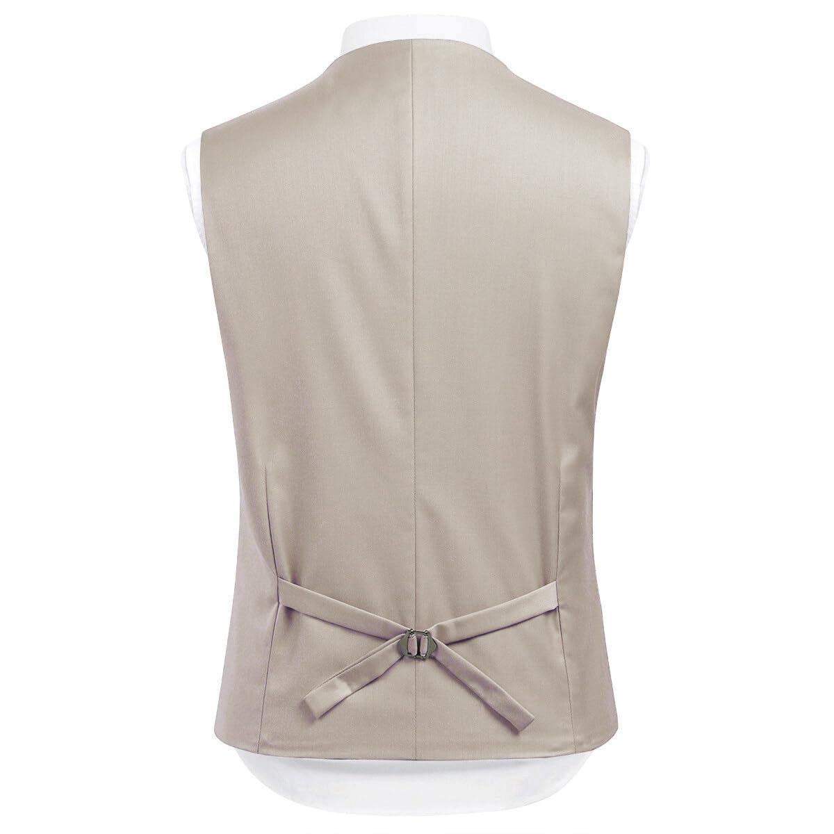 Sliktaa Traje formal de 3 piezas para hombre, con un botón, solapa con muescas, traje de boda, blazer y chaleco, beige, M