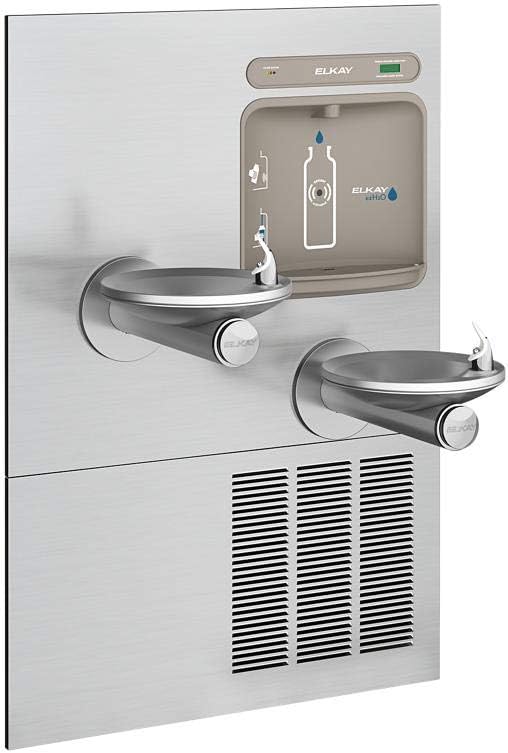 Elkay LZWS-LRPBM28K EZH2O Wall Mounted Bi-Level SwirlFlo Drinking Fountain and Bottle Filling Station with Cooler - Stainless Steel