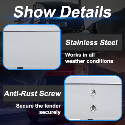 Image of Stainless Steel Mud Flap Hanger Set with Circle Light Cutouts 2-1 /2 inch Bolt Spacing 30 inch Length Rear Bar for Semi Trucks, 2.5 inch Bolt Spring Loaded with Aluminum Reflective Tapes