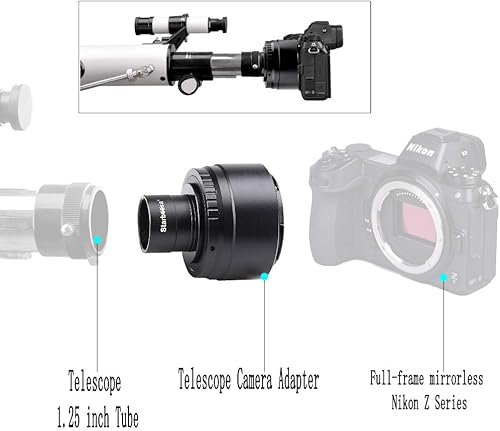 Miniatura 4 de Soporte adaptador de cámara para telescopio sin espejo Nikon Z Series - con adaptador T de 1.25 pulgadas - para telescopio Prime Focus y fotografía