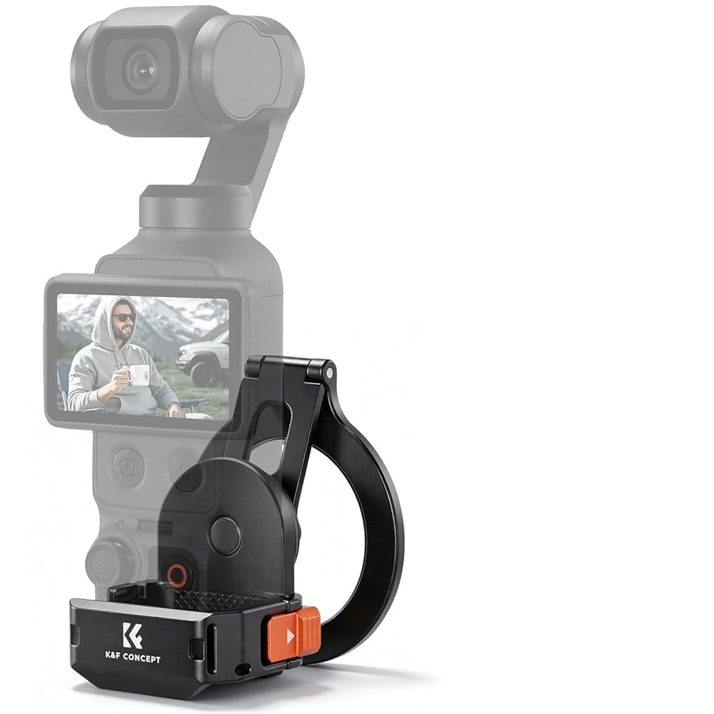 K&F CONCEPT Cadre d’Extension Magnétique Compatible DJI Osmo Pocket 4/4P/3 | En Aluminium, Réglable 3 Axes, Compatible Mag-Safe, Ports Complets, Stand Bureau, Anti-Rayure - PP62