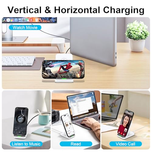 Pixel 9 Pro Wireless Charger Fast Charging Stand Dock for Google Pixel 9 Pro XL/9 Pro/8 Pro/8a/8/7a/7 Pro/7/6 Pro,Wireless Android Desk Phone Charger Station for Galaxy S25 Ultra/S24 FE/S23,iPhone 16