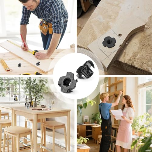 Mbsomnus Einschlagmuttern M6x10 mm Einschlagmutter 30 Stück Gewindeeinsatz Holz mit 4 Einschlagspitzen Einschraubmutter Kohlenstoffstahl Schlagmuttern für Holz Bretter Möbel Kletterwände DIY