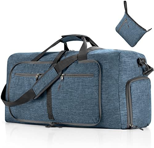 Travel Duffle Bag for Men, 65L Foldable Travel Duffel Bag with Shoes Compartment Overnight Bag Holdall Bag for Men Women Waterproof & Tear Resistant (Grey)