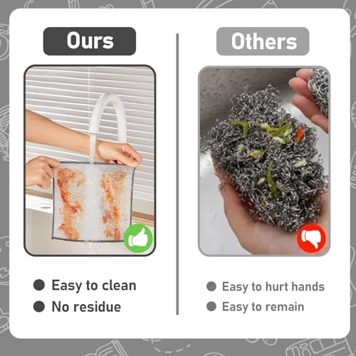 XANGNIER 8 Pcs Multipurpose Wire Dishwashing Rags,New Upgrade Non Scratch Wire Dishcloth,Steel Wool Cleaning Cloths,Multi Purpose Metal Mesh Miracle Cleaning Cloths for Kitchen,Dishes,Sink