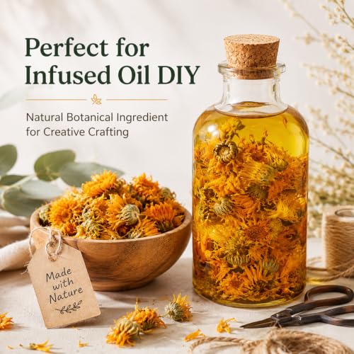 Image of Sukh 6oz Dried Calendula Flowers Bulk - Natural Marigold for Soap Making | Calendula Herb Dried Flowers for Candle Bath Bombs Sachets, Wedding Home Event Decor, Natural Botanical DIY Craft Supplies